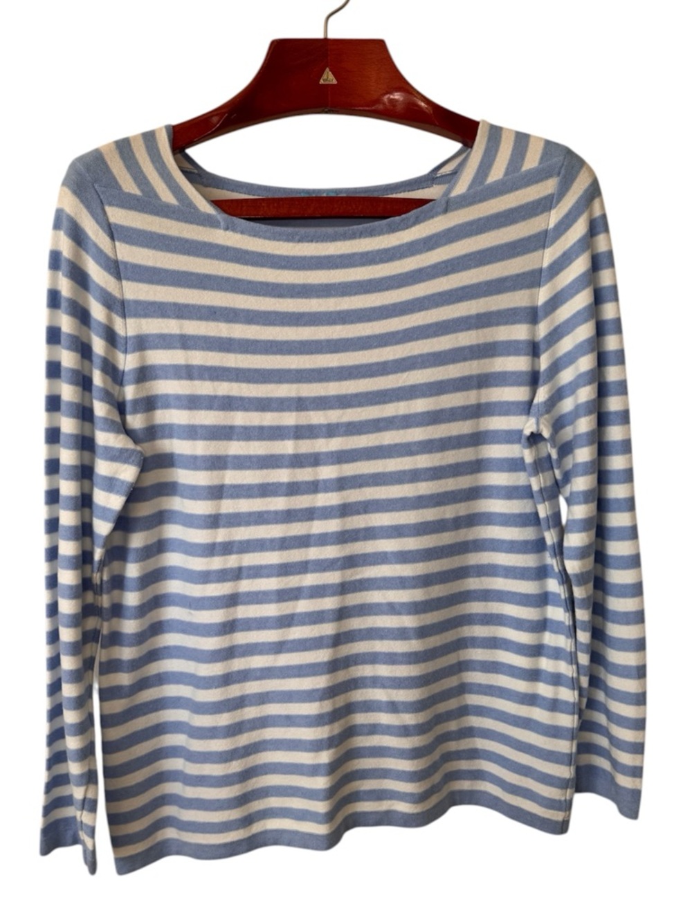 J McLaughlin XL Blue White Striped Boat Neck Sweater Nautical